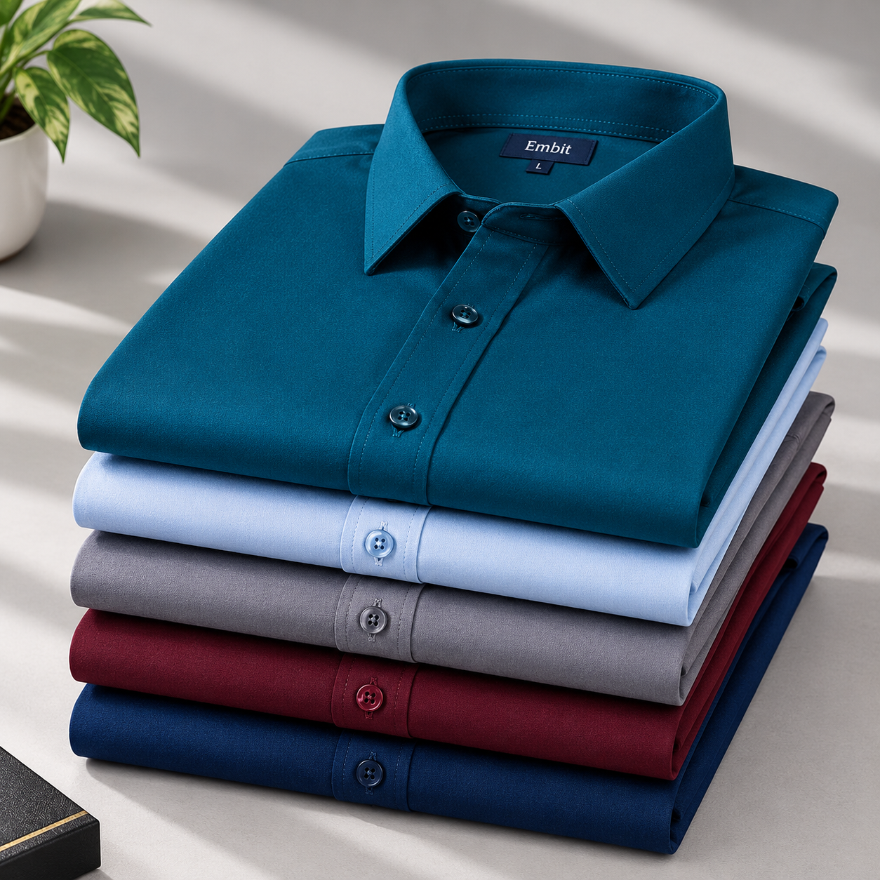 Premium teal corporate shirt stacks